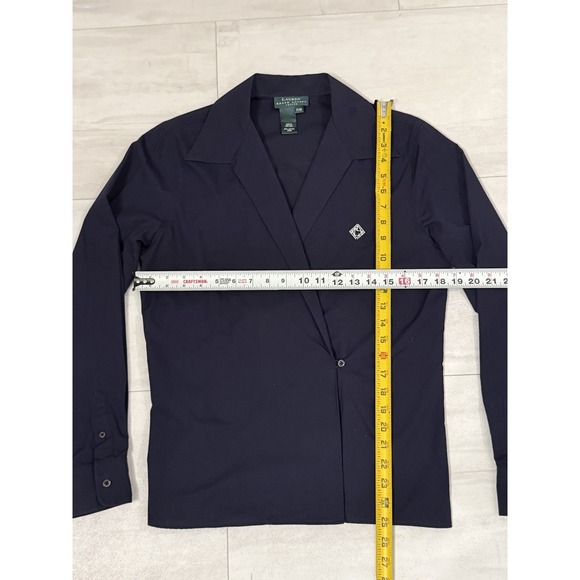 Vtg Lauren Ralph Lauren Wrap Blouse Womens PM Long Sleeve Two Collared Options - Picture 6 of 8